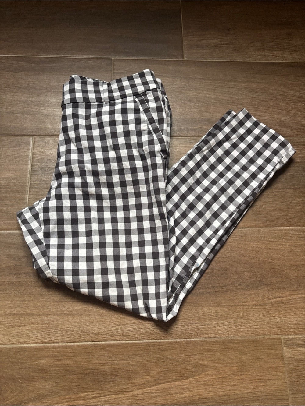 Women’s Loft Black & White Gingham Work Pants Slacks Trousers